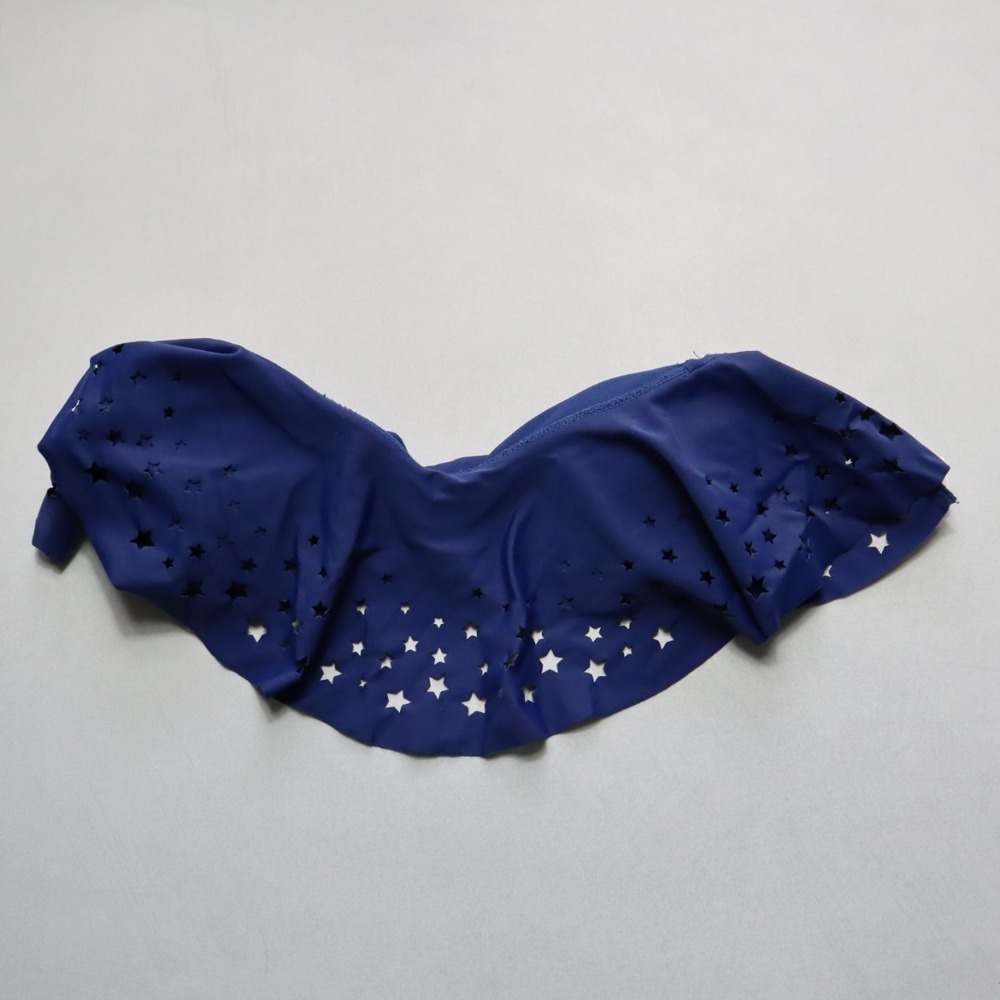 California Waves Blue Star Eyelet Bandeau Swim Bralette Bikini Top L Large